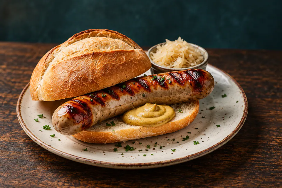 Bratwurst im Brötchen