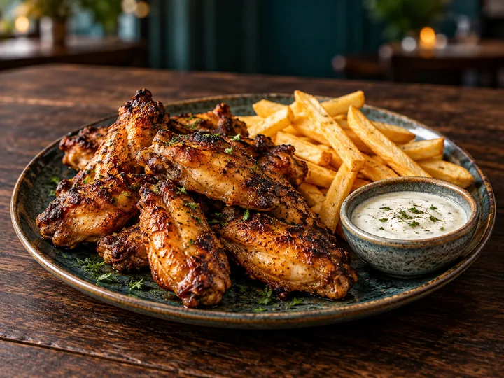 Chicken Wings mit Pommes